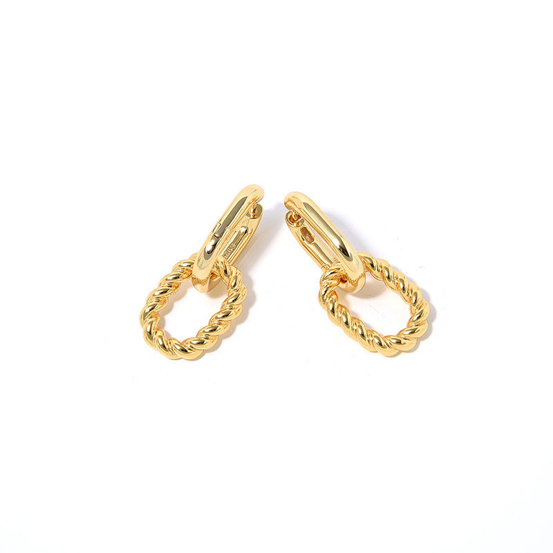 S925 Sterling Silver Detachable Gold Plated Earrings S925 Sterling Silver