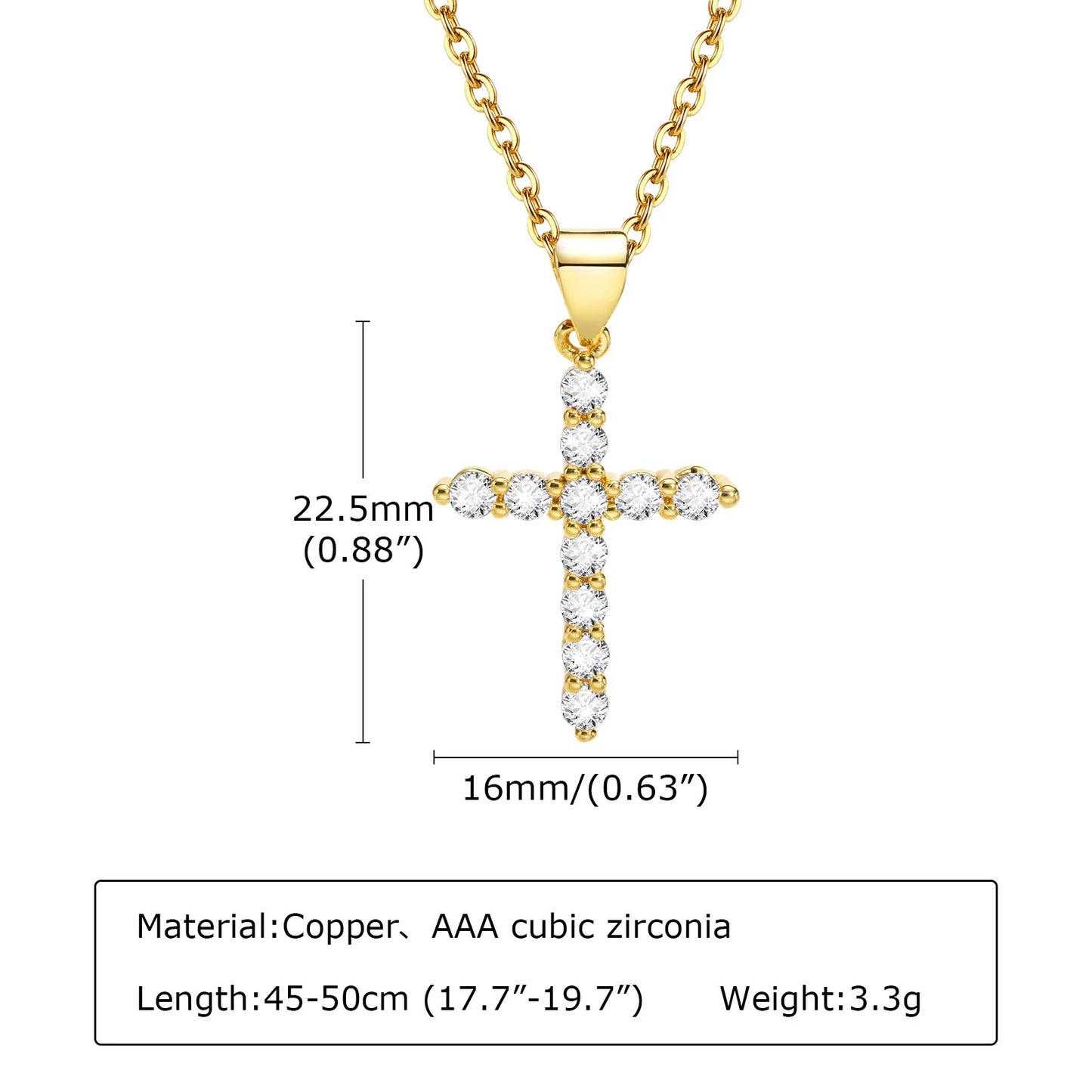 STRAZIA®- Croce in Acciaio Inossidabile Placcato Oro 18K con Zirconi Cubici 5A