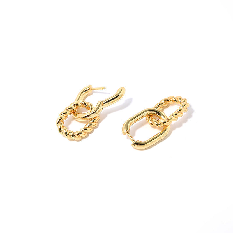 S925 Sterling Silver Detachable Gold Plated Earrings S925 Sterling Silver