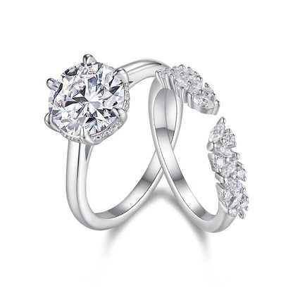STRAZIA- Anello "INSIEME" Moissanite 3 carati argento S925 placcato oro bianco