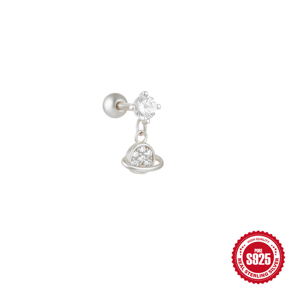STRAZIA- S925 Sterling Silver Star  Moon  And Flower Piercing Stud Earrings