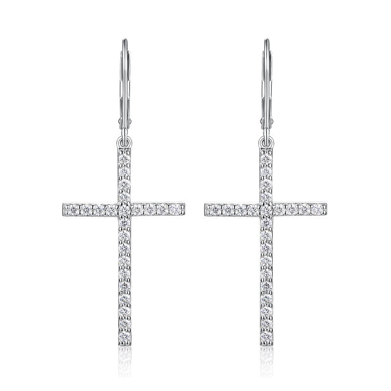 STRAZIA Orecchini croce Silver Stud S925 Silver Plated Platinum