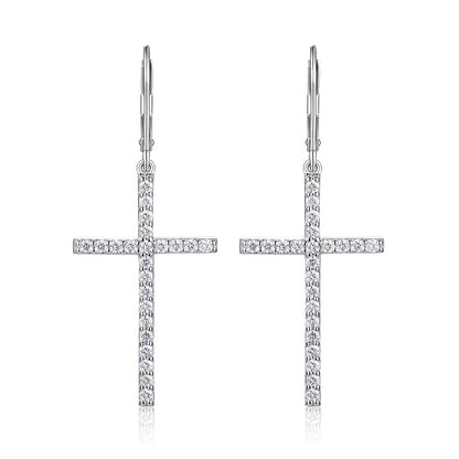 STRAZIA Orecchini croce Silver Stud S925 Silver Plated Platinum