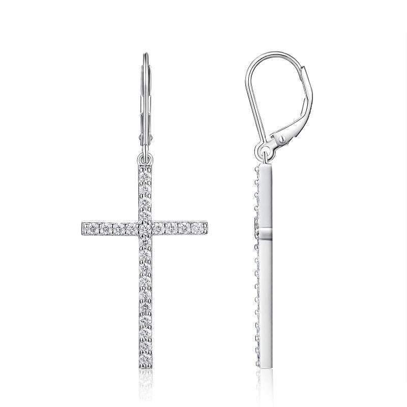 STRAZIA Orecchini croce Silver Stud S925 Silver Plated Platinum