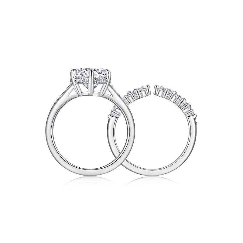 STRAZIA- Anello "INSIEME" Moissanite 3 carati argento S925 placcato oro bianco