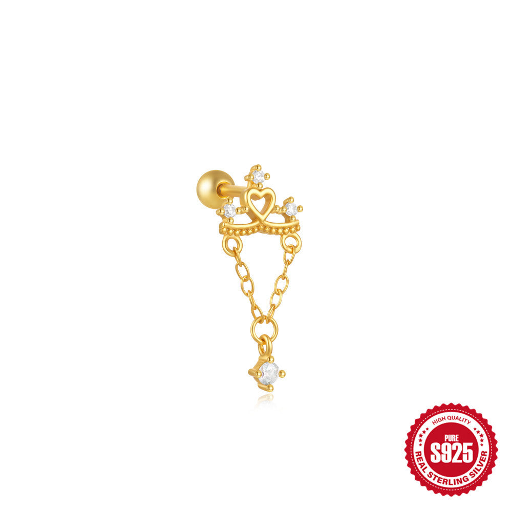 STRAZIA- S925 Sterling Silver Star  Moon  And Flower Piercing Stud Earrings