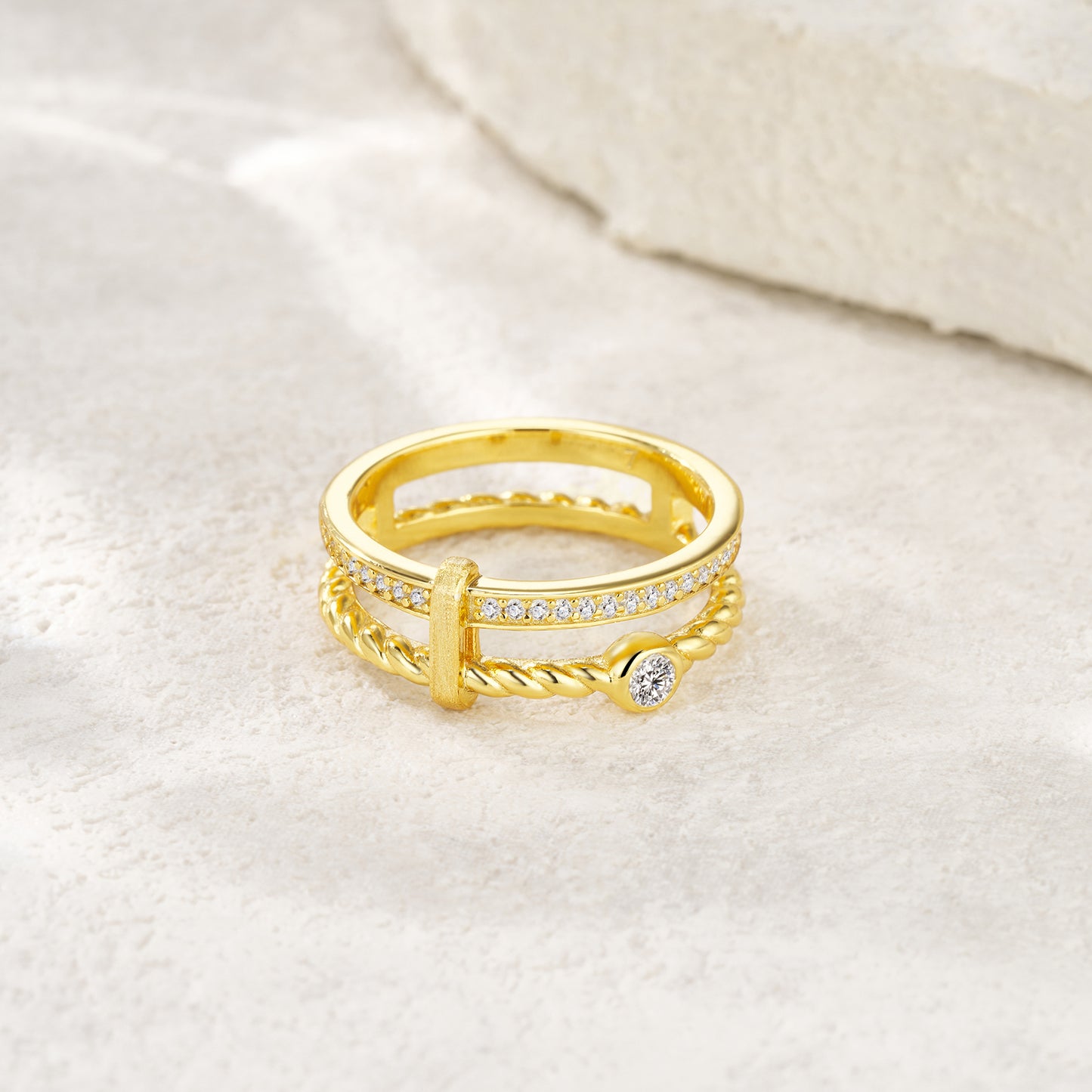 STRAZIA- A nello "ROMA" in Argento S925 Placcato ORO 18K & Moissanite GRA