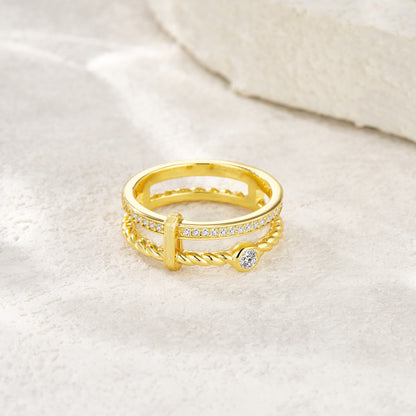 STRAZIA- A nello "ROMA" in Argento S925 Placcato ORO 18K & Moissanite GRA
