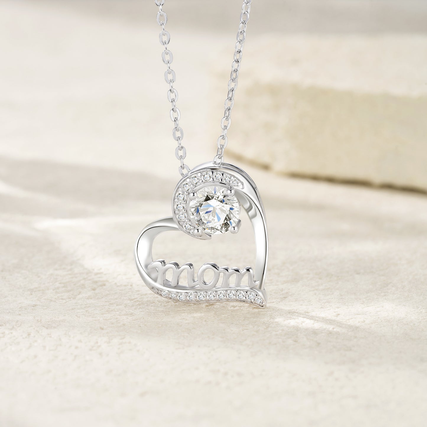 STRAZIA- Collana con pendente MAMMA in argento da 1 carato con moissanite di altissima qualità