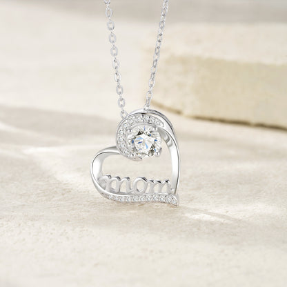 STRAZIA- Collana con pendente MAMMA in argento da 1 carato con moissanite di altissima qualità