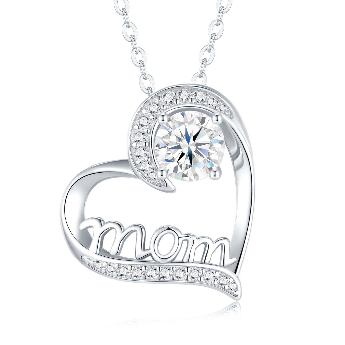STRAZIA- Collana con pendente MAMMA in argento da 1 carato con moissanite di altissima qualità