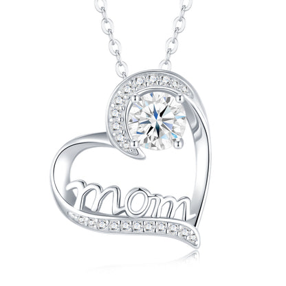 STRAZIA- Collana con pendente MAMMA in argento da 1 carato con moissanite di altissima qualità