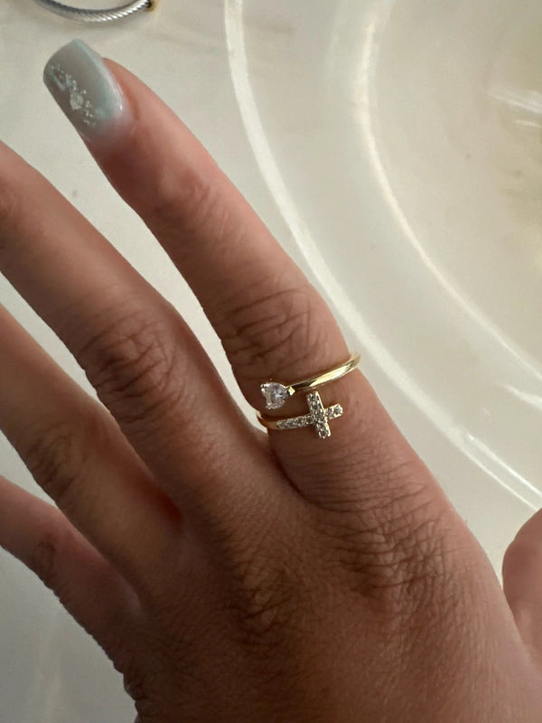 Anello Croce Zircone Lucido