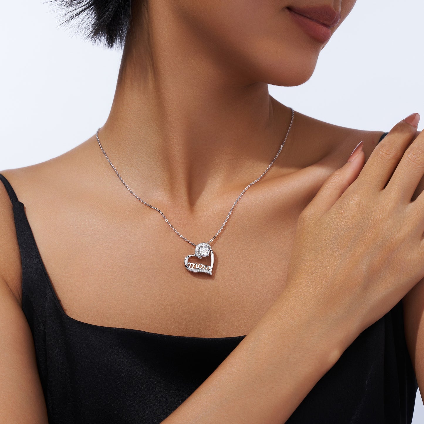 STRAZIA- Collana con pendente MAMMA in argento da 1 carato con moissanite di altissima qualità