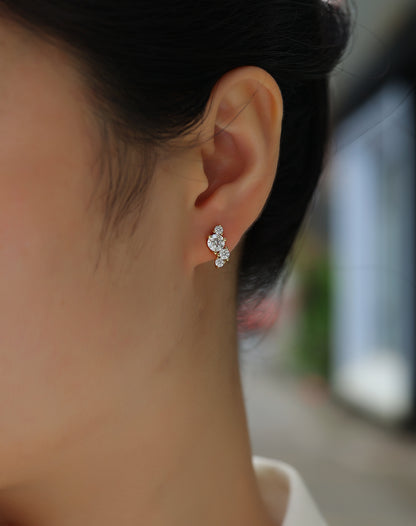 STRAZIA- Stud Earrings Set With Top-quality Moissanite, S925 Silver Electroplated Gold