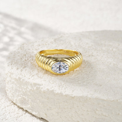 STRAZIA- Anello "ELISè" in ARGENTO S925 e Moissanite di Altissima qualità GRA