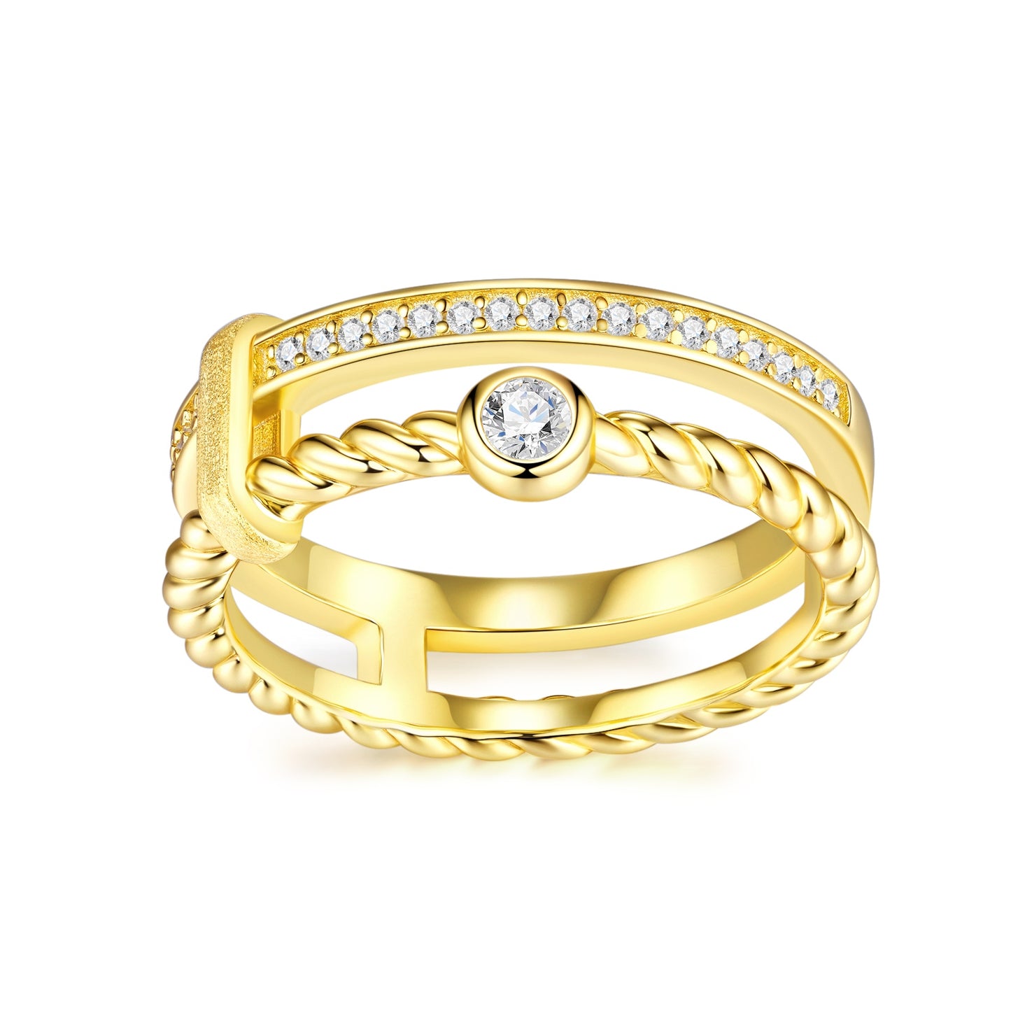 STRAZIA- A nello "ROMA" in Argento S925 Placcato ORO 18K & Moissanite GRA
