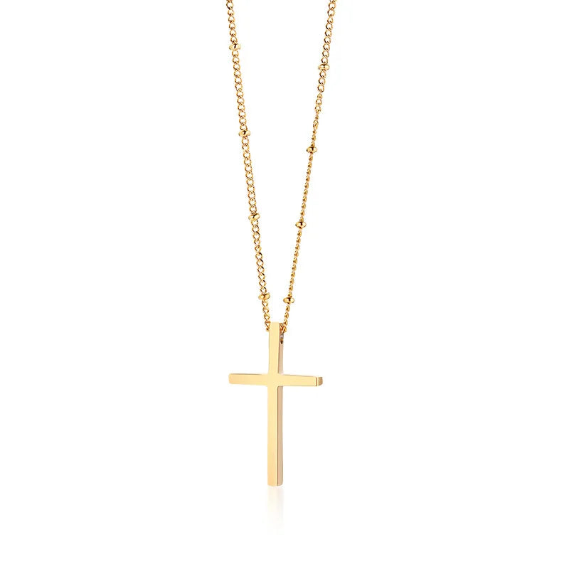 STRAZIA®- Croce in Acciaio Inossidabile Placcato Oro 18K con Zirconi Cubici 5A