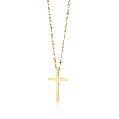 STRAZIA®- Croce in Acciaio Inossidabile Placcato Oro 18K con Zirconi Cubici 5A