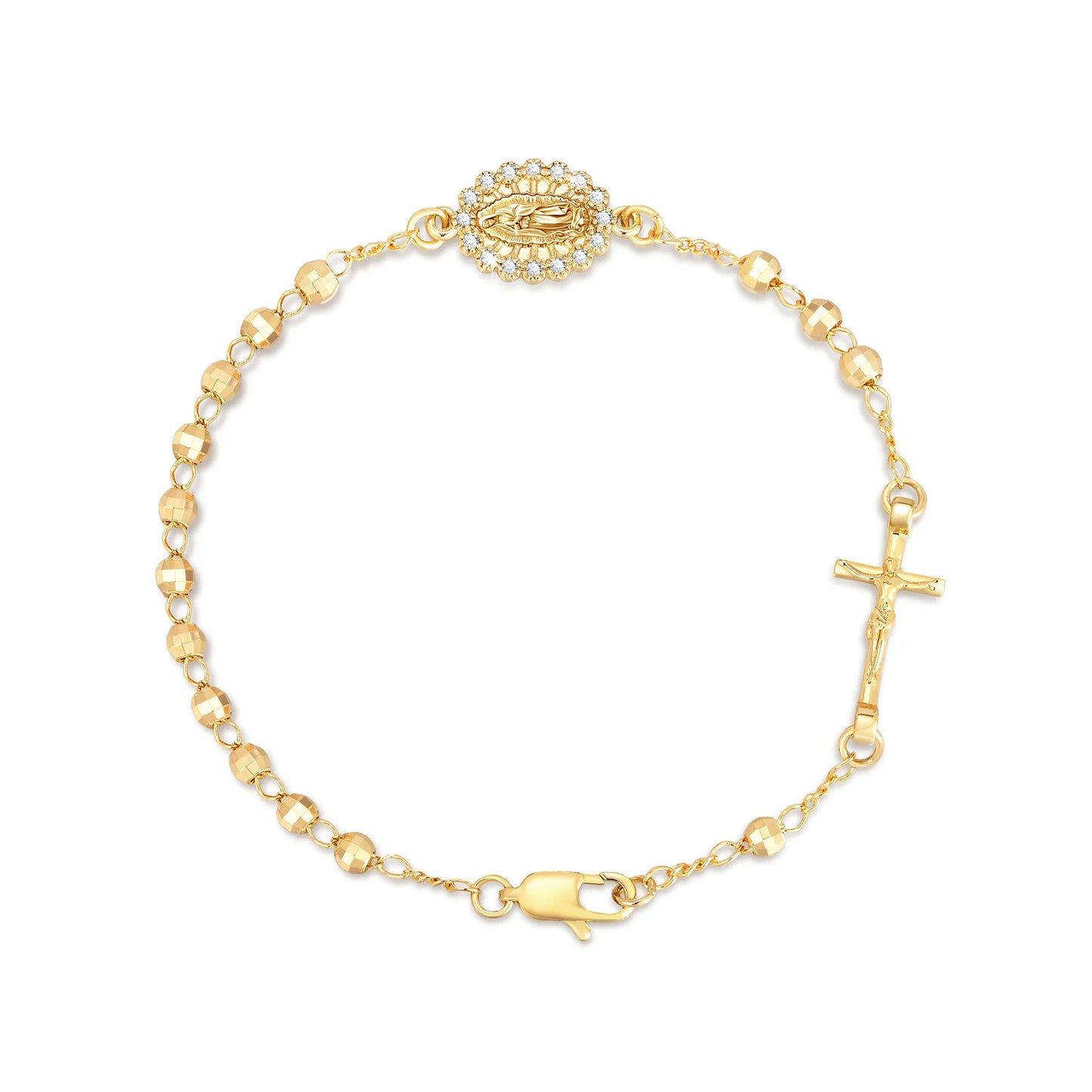 STRAZIA-Rosary Beads Virgin Mary Cross Bracelet, Catholic Crucifix Bracelets, Christian Jewelry