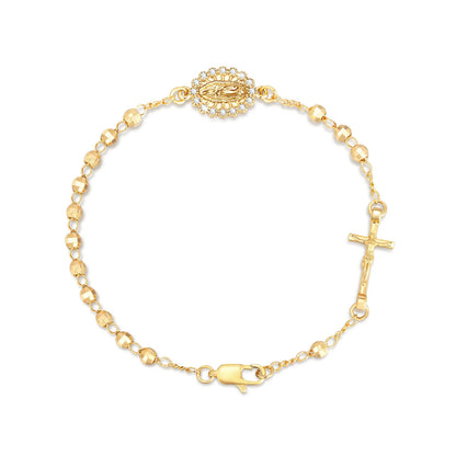 STRAZIA-Rosary Beads Virgin Mary Cross Bracelet, Catholic Crucifix Bracelets, Christian Jewelry