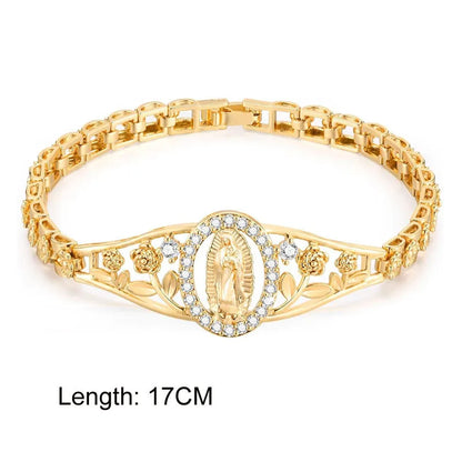STRAZIA-Rosary Beads Virgin Mary Cross Bracelet, Catholic Crucifix Bracelets, Christian Jewelry