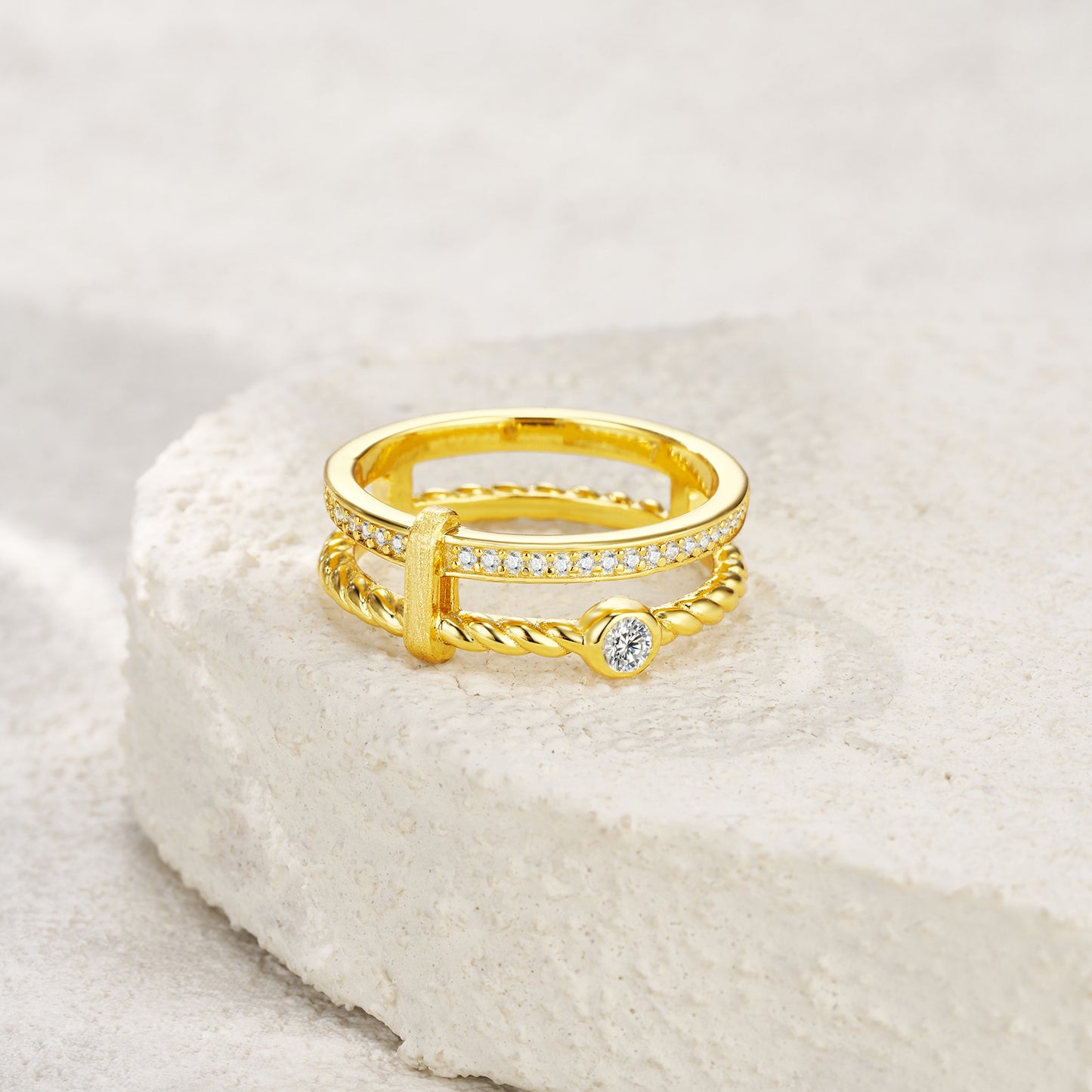 STRAZIA- A nello "ROMA" in Argento S925 Placcato ORO 18K & Moissanite GRA
