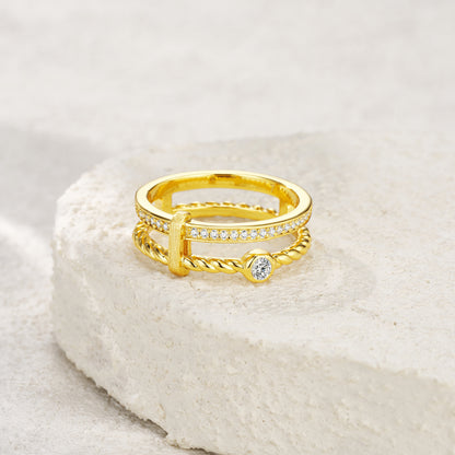 STRAZIA- A nello "ROMA" in Argento S925 Placcato ORO 18K & Moissanite GRA