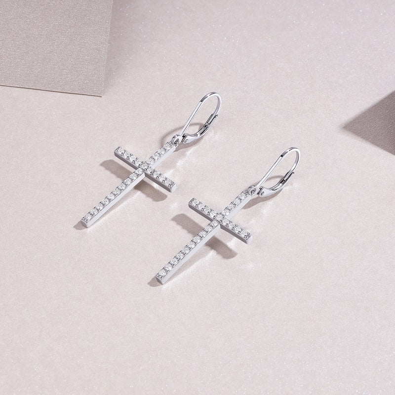 STRAZIA Orecchini croce Silver Stud S925 Silver Plated Platinum