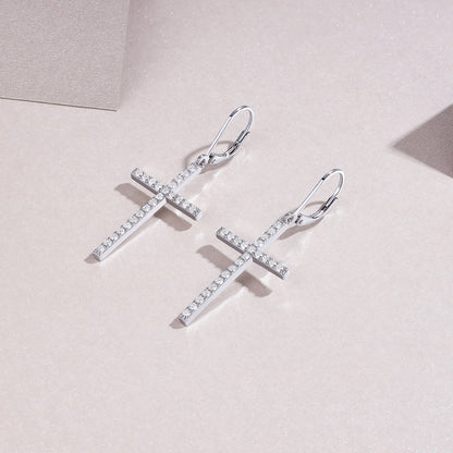 STRAZIA Orecchini croce Silver Stud S925 Silver Plated Platinum