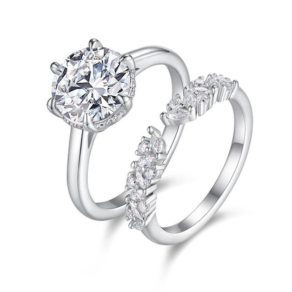 STRAZIA- Anello "INSIEME" Moissanite 3 carati argento S925 placcato oro bianco