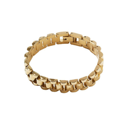 STRAZIA® - Bracciale ROLLY - Eleganza Geometrica in Acciaio al Titanio Placcato Oro