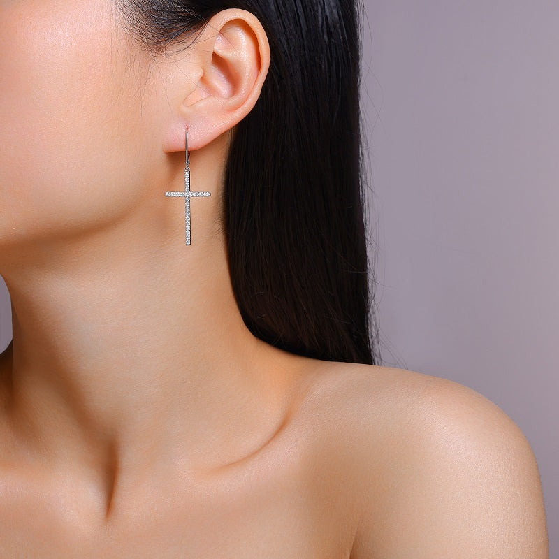 STRAZIA Orecchini croce Silver Stud S925 Silver Plated Platinum