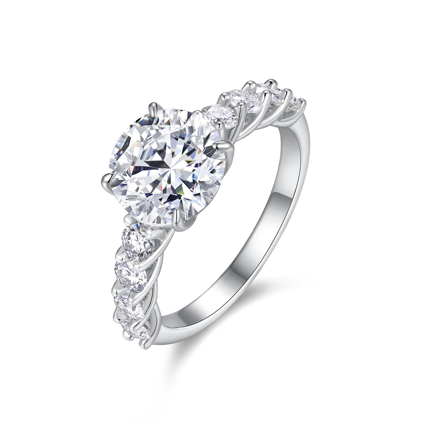 STRAZIA- Anello "REGINA" 3 CARATI VVS1 in Argento S925 al Platino