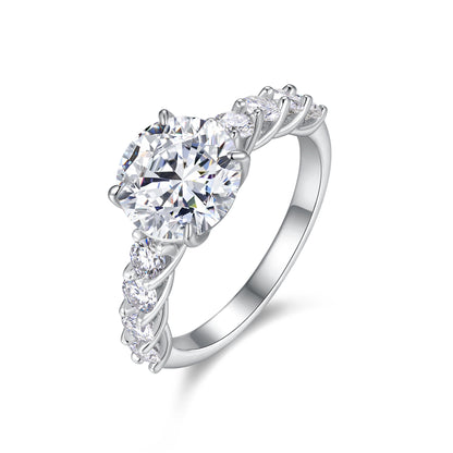STRAZIA- Anello "REGINA" 3 CARATI VVS1 in Argento S925 al Platino