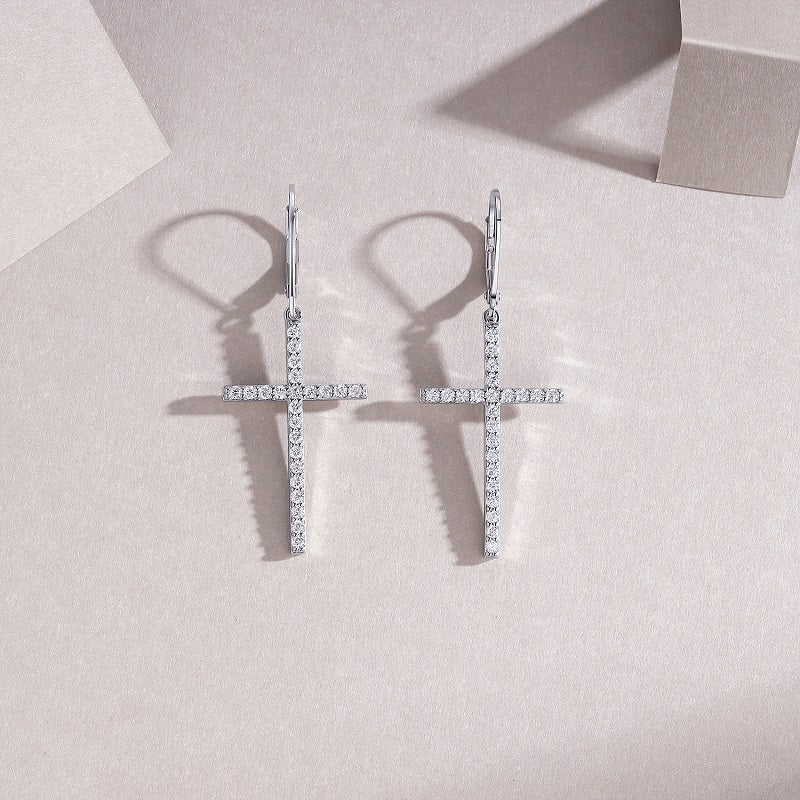 STRAZIA Orecchini croce Silver Stud S925 Silver Plated Platinum