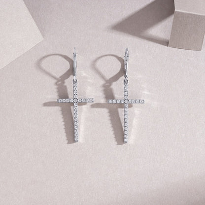 STRAZIA Orecchini croce Silver Stud S925 Silver Plated Platinum
