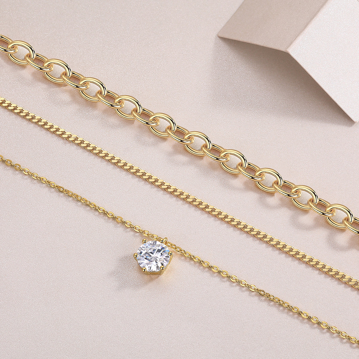 STRAZIA Teresa – Collana Moissanite 2 Carati in Argento S925 Placcato Oro 18k
