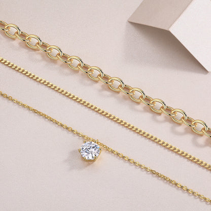 STRAZIA Teresa – Collana Moissanite 2 Carati in Argento S925 Placcato Oro 18k