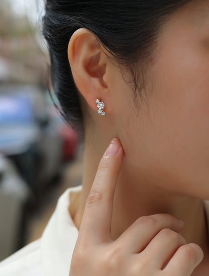 STRAZIA- Stud Earrings Set With Top-quality Moissanite, S925 Silver Electroplated Gold